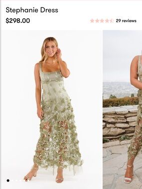 Green Floral Appliqué Dress